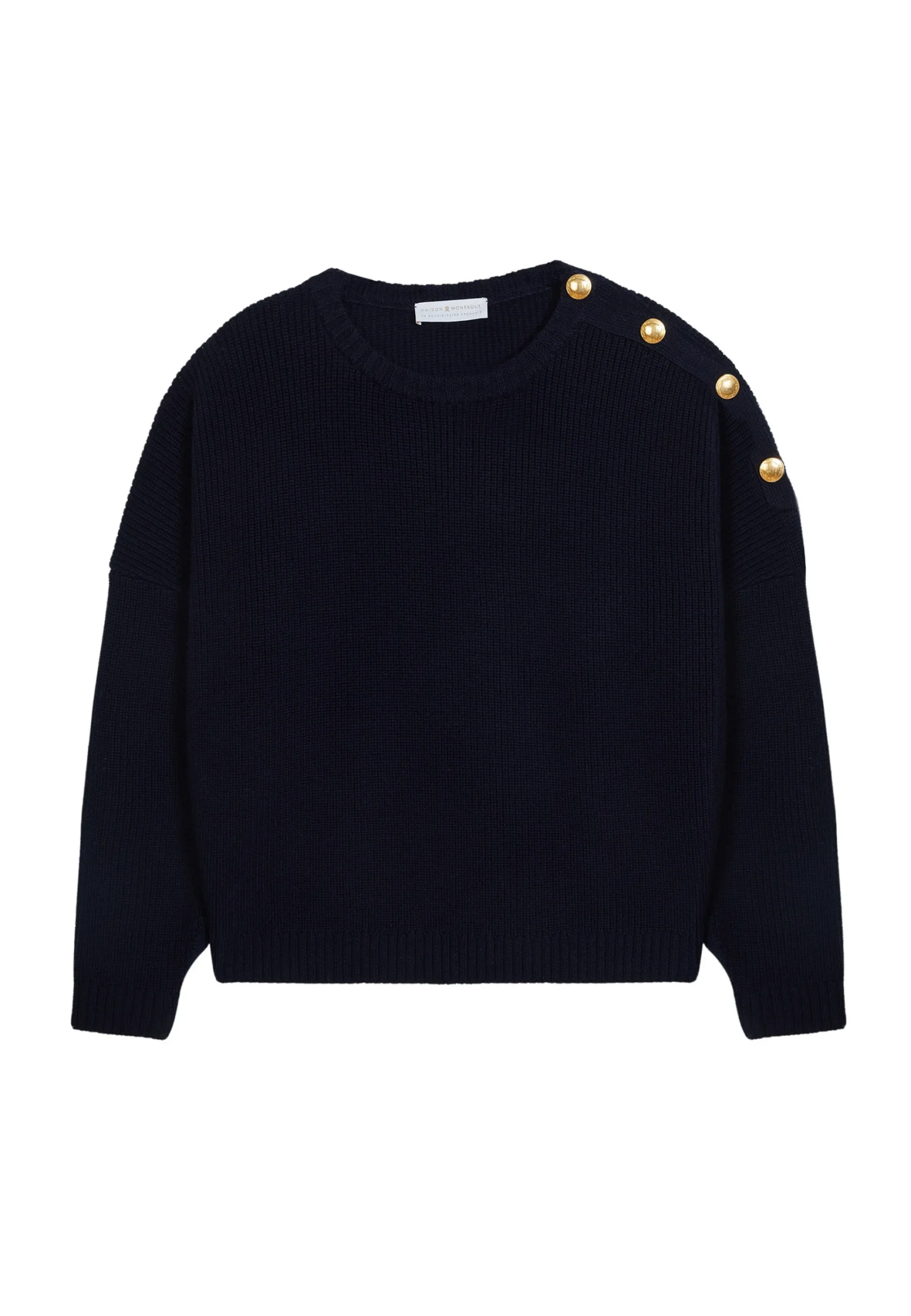 Maison Montagut Pull Col Rond Epaule Boutonnee En Laine Merinos - Gao>Femme Pulls