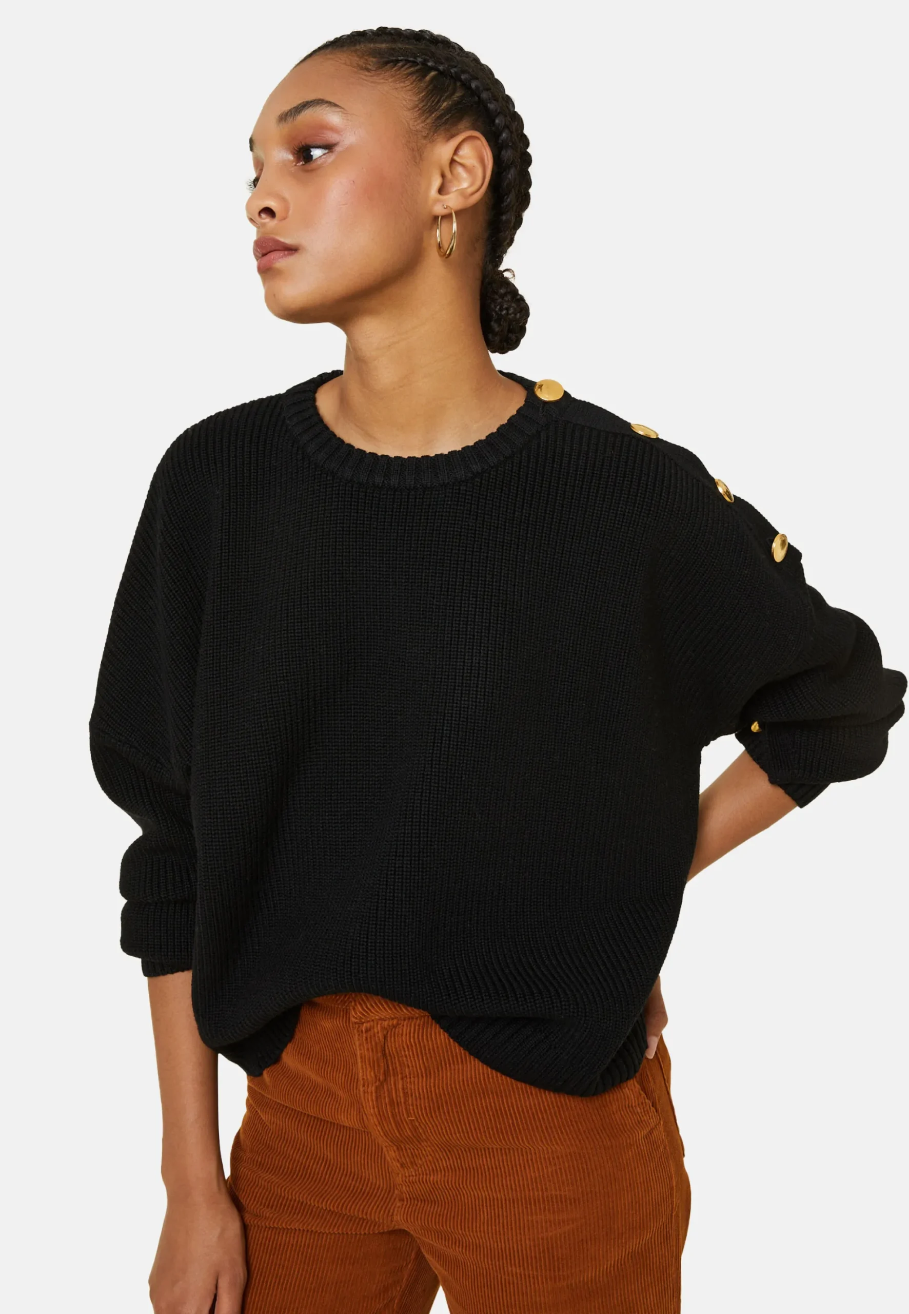 Maison Montagut Pull Col Rond Epaule Boutonnee En Laine Merinos - Gao>Femme Pulls