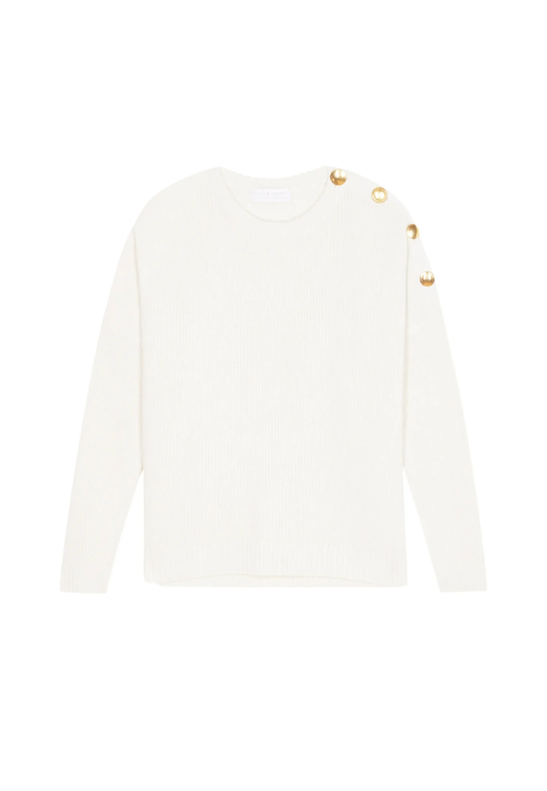 Maison Montagut Pull Col Rond Epaule Boutonnee En Laine Merinos - Gao>Femme Pulls