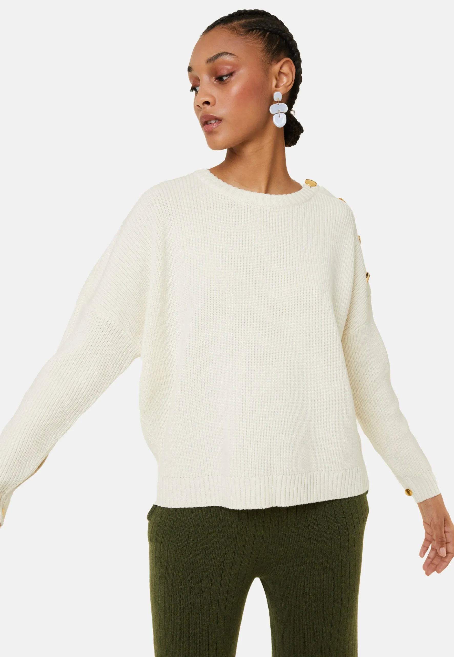 Maison Montagut Pull Col Rond Epaule Boutonnee En Laine Merinos - Gao>Femme Pulls