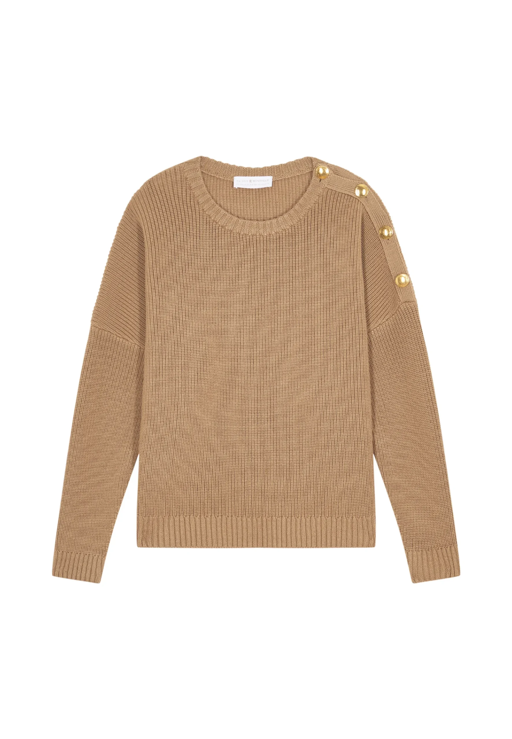 Maison Montagut Pull Col Rond Epaule Boutonnee En Laine Merinos - Gao>Femme Pulls