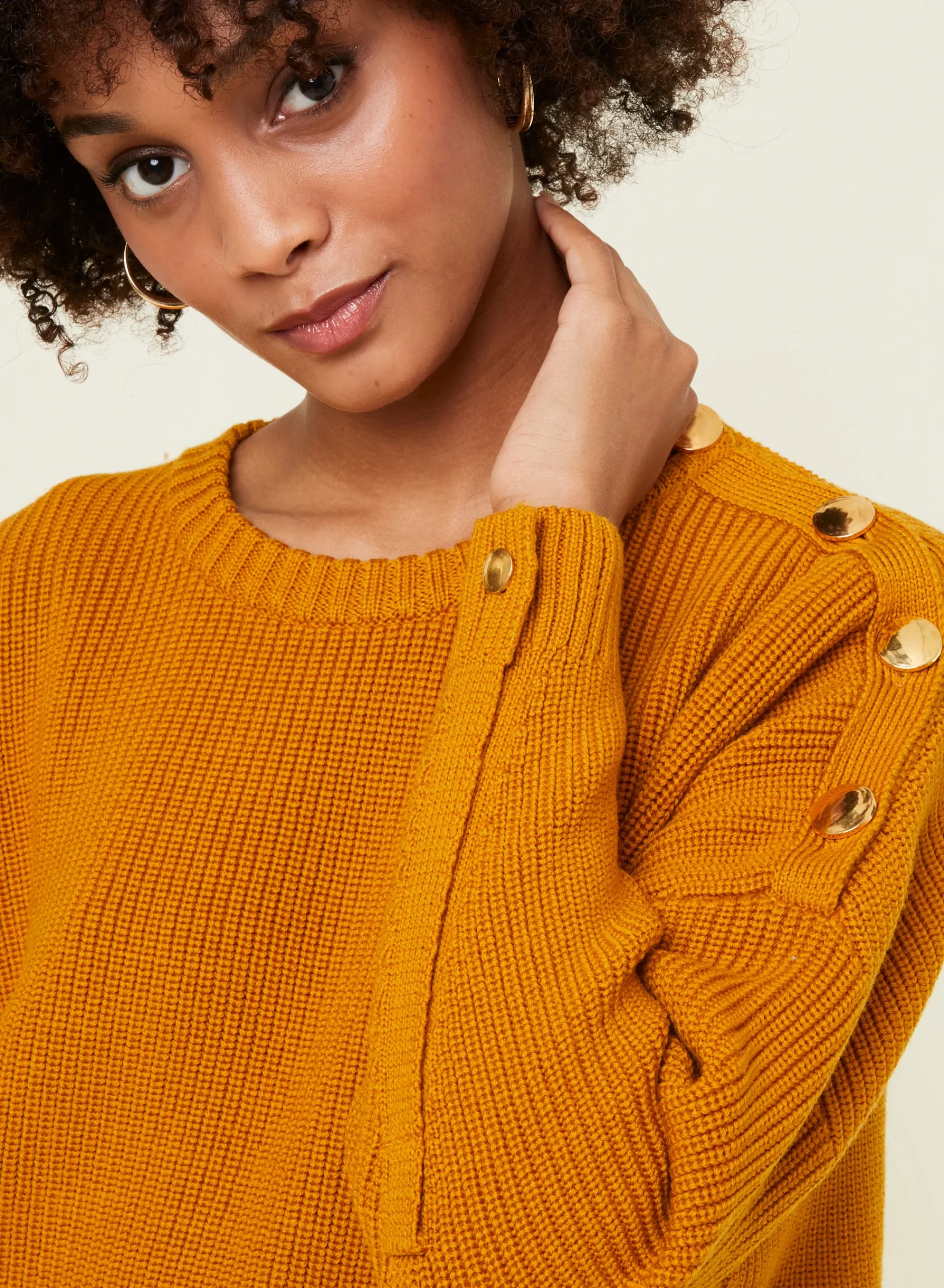 Maison Montagut Pull Col Rond Epaule Boutonnee En Laine Merinos - Gao>Femme Pulls