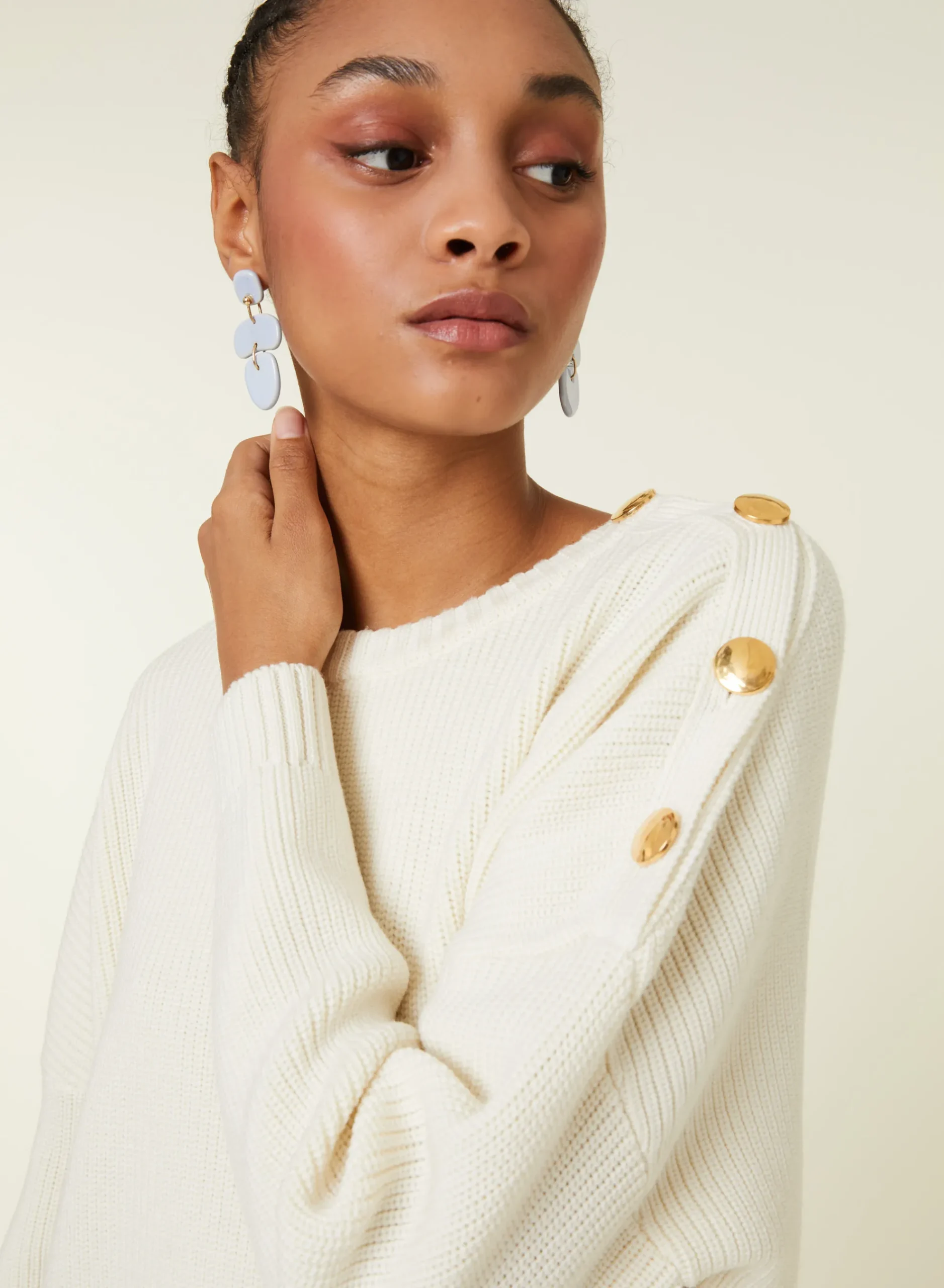 Maison Montagut Pull Col Rond Epaule Boutonnee En Laine Merinos - Gao>Femme Pulls