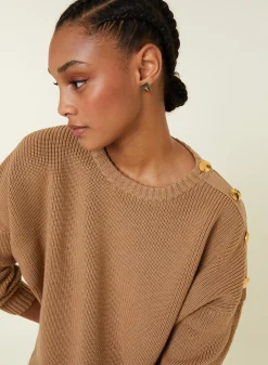 Maison Montagut Pull Col Rond Epaule Boutonnee En Laine Merinos - Gao><noscript><img width=