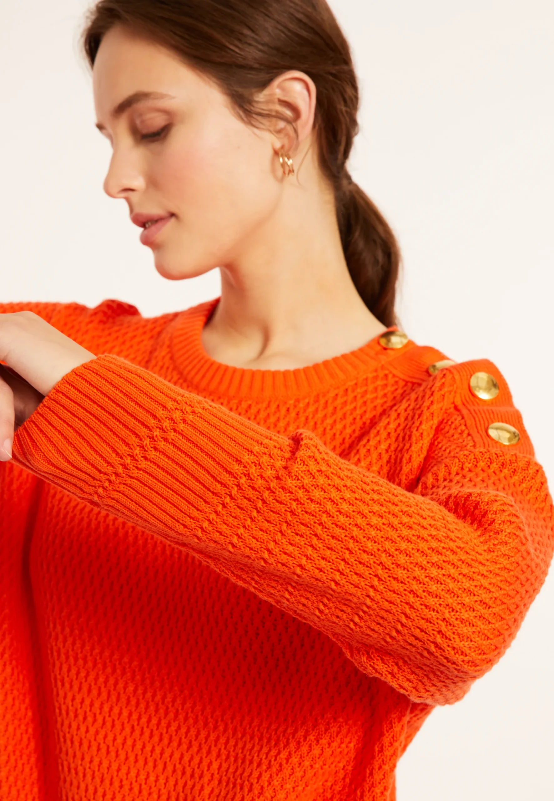 Maison Montagut Pull Col Rond Epaule Boutonnee En Coton Bio - Meryl>Femme Pulls