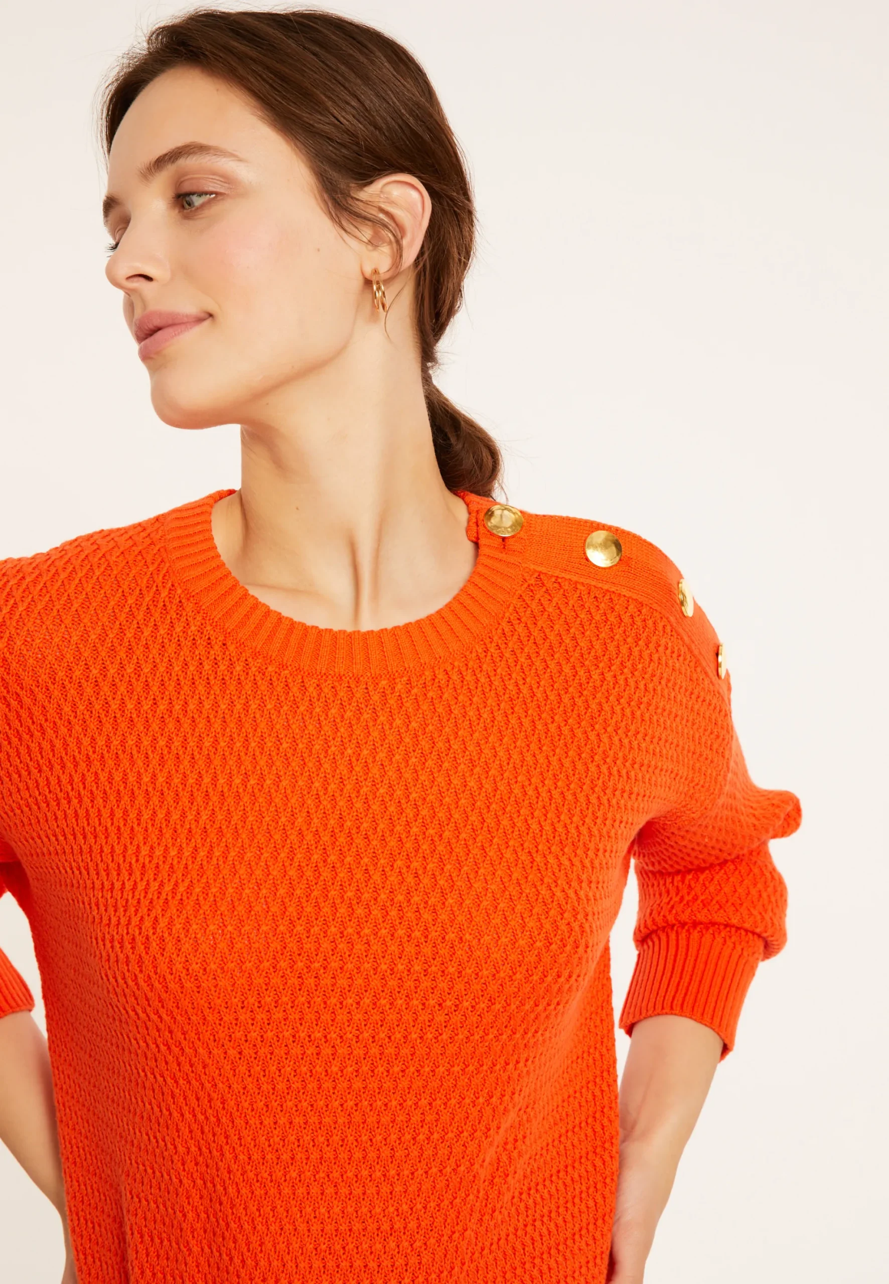 Maison Montagut Pull Col Rond Epaule Boutonnee En Coton Bio - Meryl>Femme Pulls