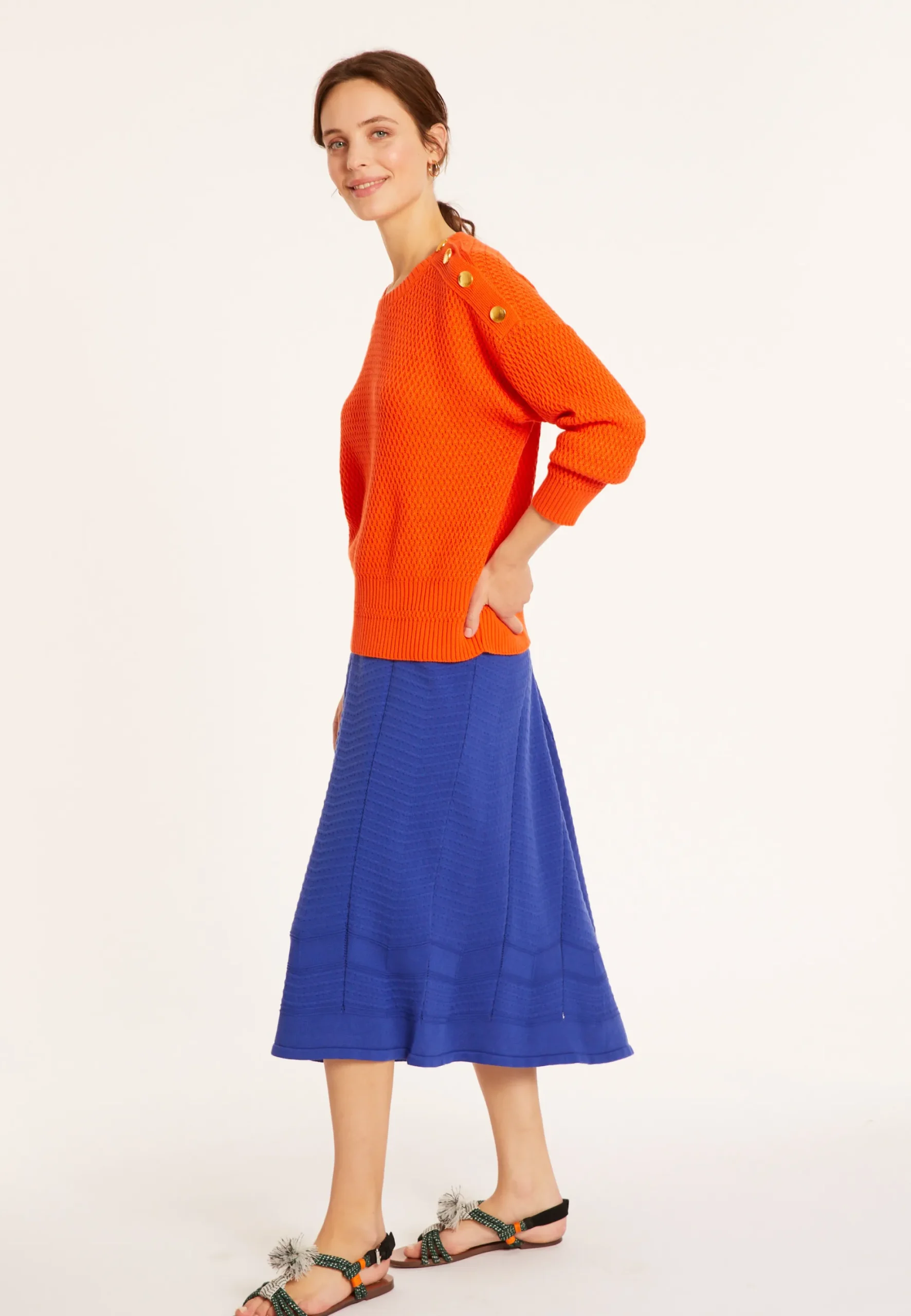 Maison Montagut Pull Col Rond Epaule Boutonnee En Coton Bio - Meryl>Femme Pulls