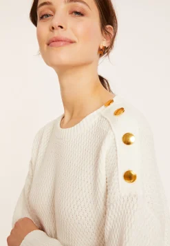 Maison Montagut Pull Col Rond Epaule Boutonnee En Coton Bio - Meryl><noscript><img width=