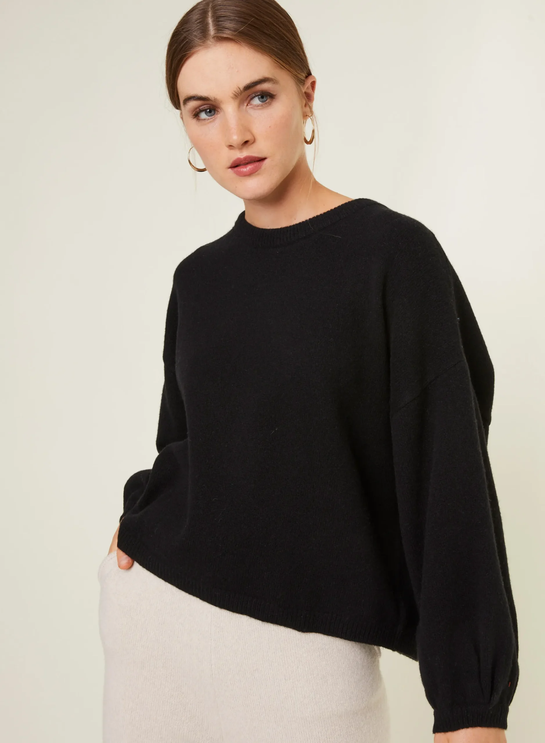 Maison Montagut Pull Col Rond Manches Ballon En Cachemire Melange - Lamara>Femme Pulls