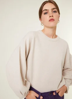 Maison Montagut Pull Col Rond Manches Ballon En Cachemire Melange - Lamara><noscript><img width=