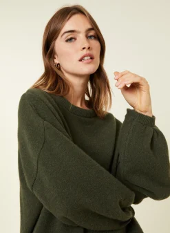 Maison Montagut Pull Col Rond Manches Ballon En Cachemire Melange - Lamara><noscript><img width=