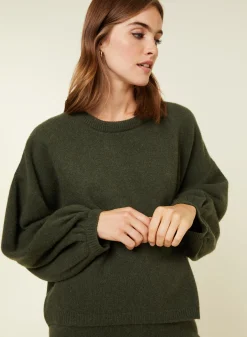 Maison Montagut Pull Col Rond Manches Ballon En Cachemire Melange - Lamara><noscript><img width=