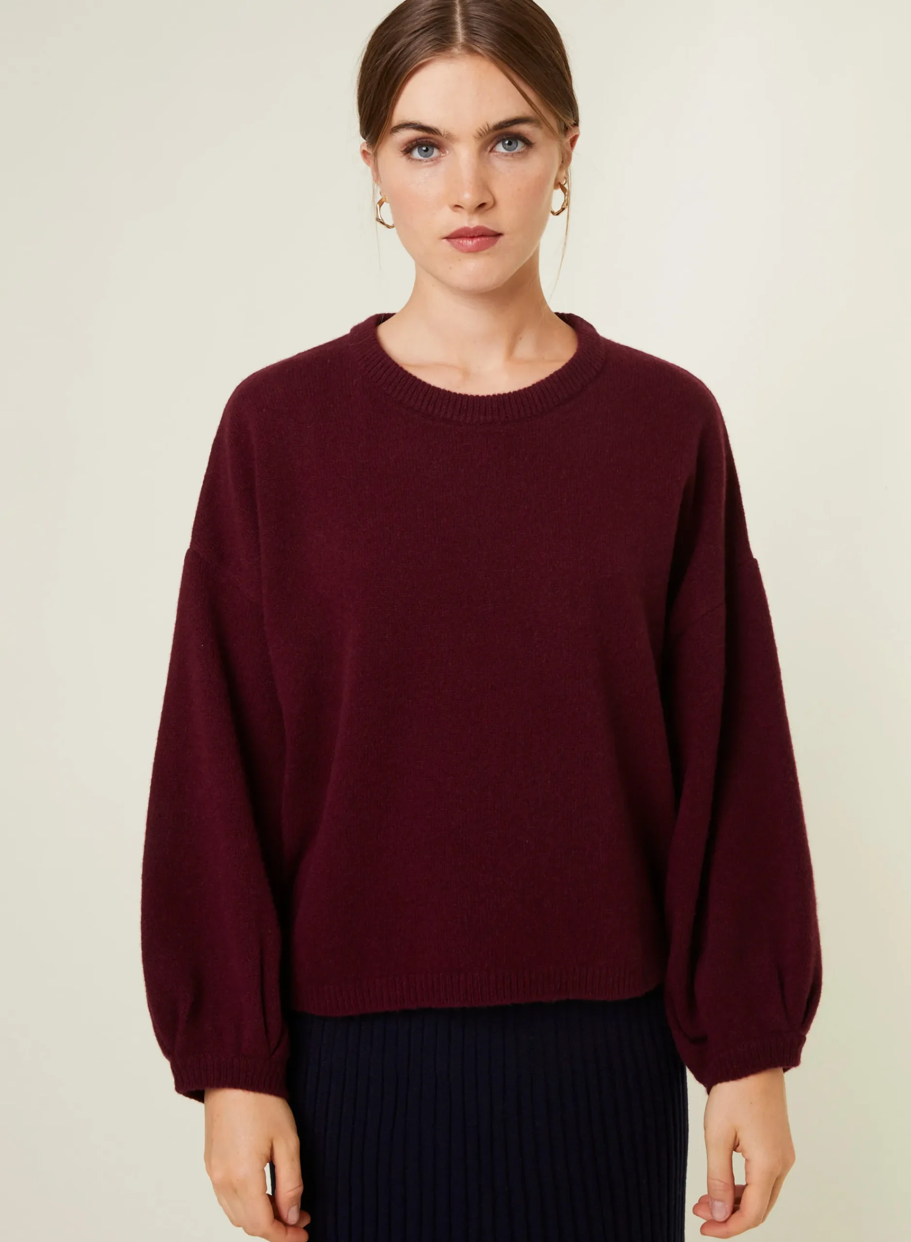 Maison Montagut Pull Col Rond Manches Ballon En Cachemire Melange - Lamara>Femme Pulls