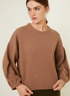 Maison Montagut Pull Col Rond Manches Ballon En Cachemire Melange - Lamara><noscript><img width=