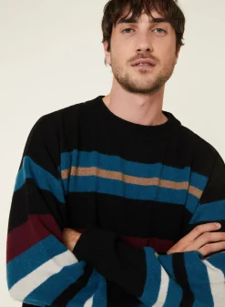 Maison Montagut Pull Col Rond Raye En Cachemire Melange - Fael><noscript><img width=