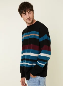 Maison Montagut Pull Col Rond Raye En Cachemire Melange - Fael><noscript><img width=