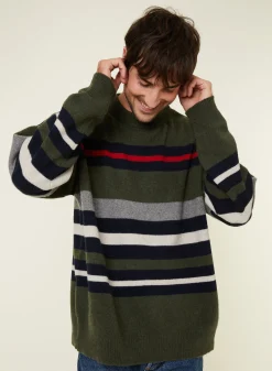 Maison Montagut Pull Col Rond Raye En Cachemire Melange - Fael><noscript><img width=