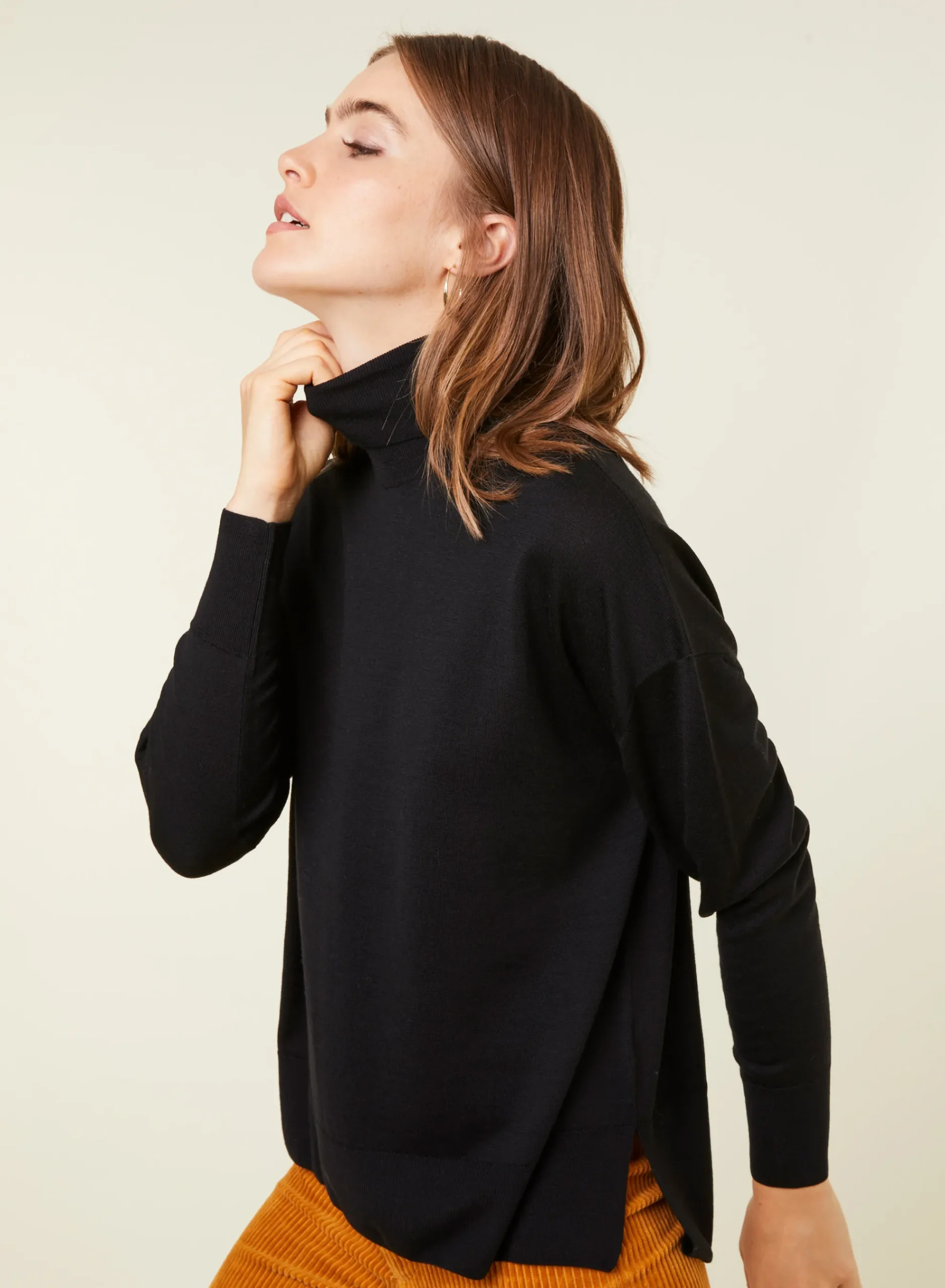 Maison Montagut Pull Col Roule A Fentes En Laine Merinos - Amy>Femme Pulls