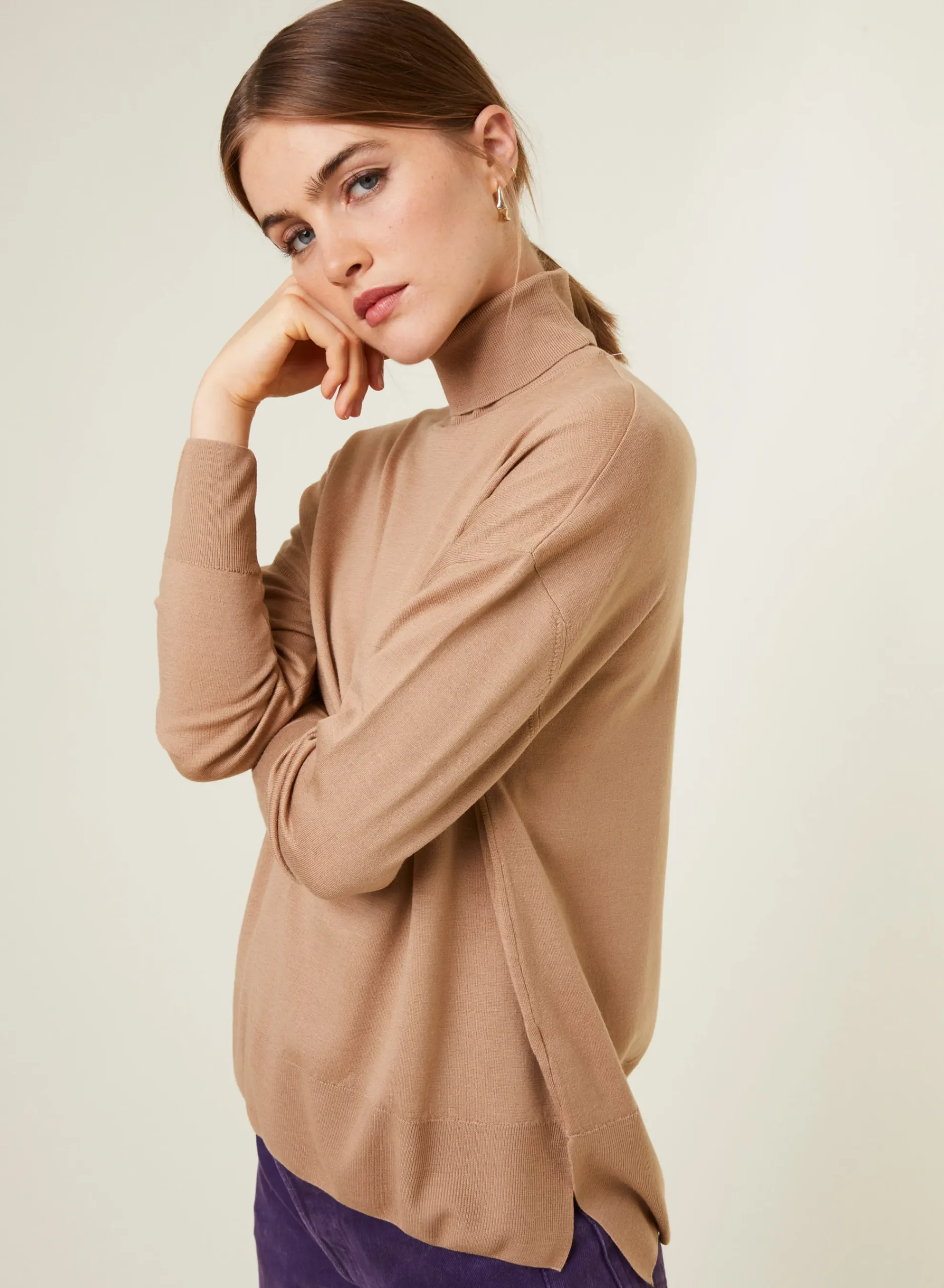 Maison Montagut Pull Col Roule A Fentes En Laine Merinos - Amy>Femme Pulls