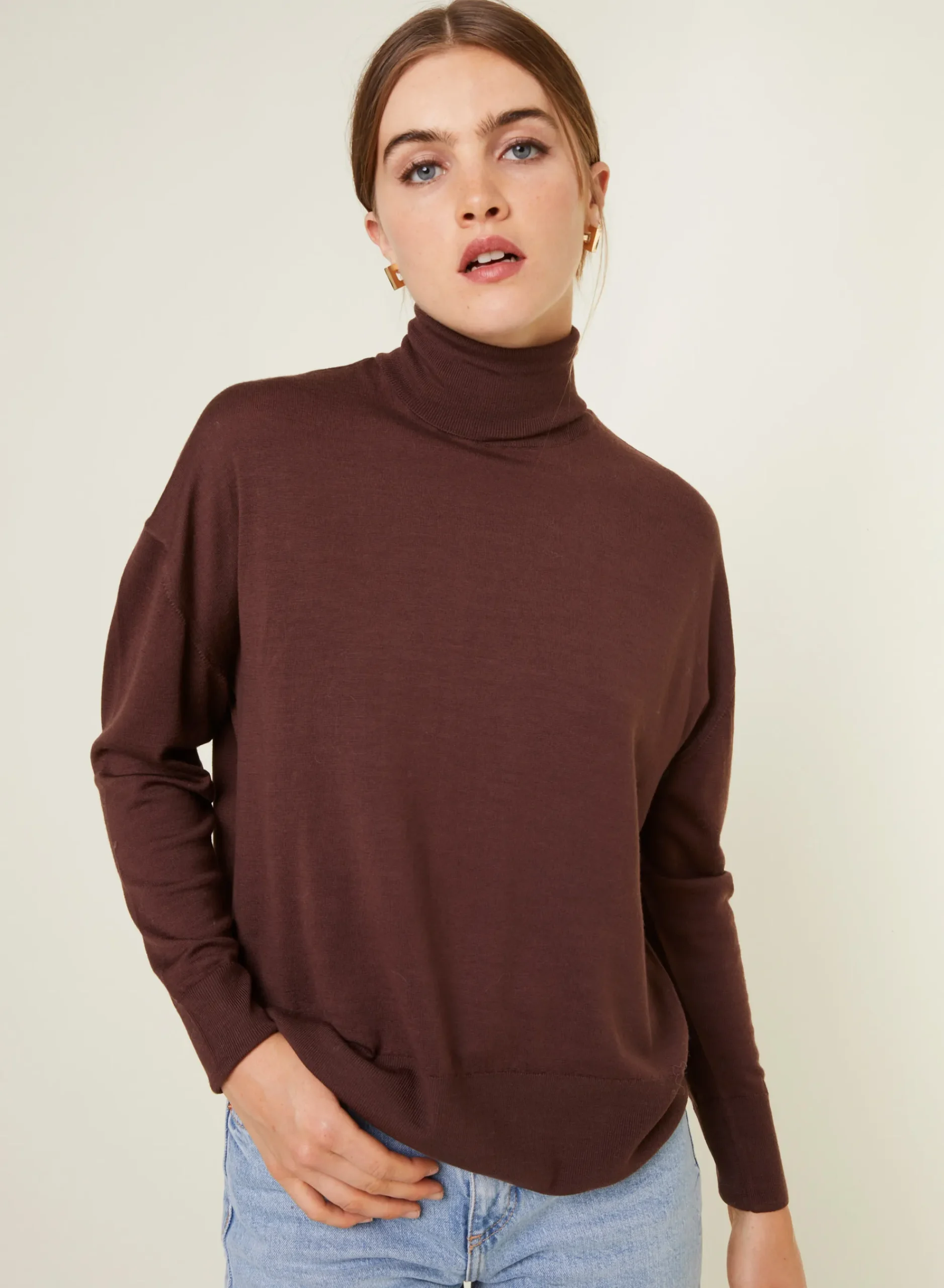 Maison Montagut Pull Col Roule A Fentes En Laine Merinos - Amy>Femme Pulls