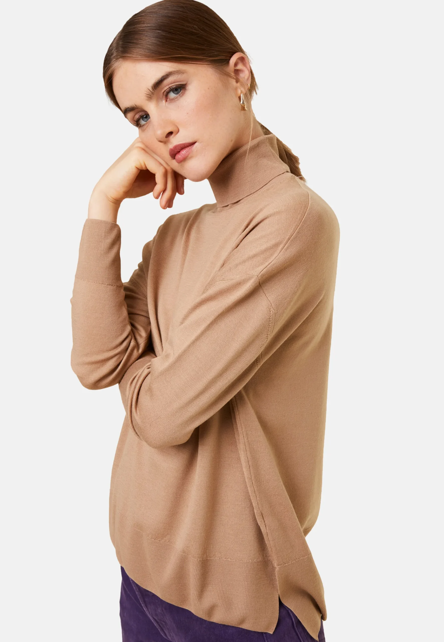 Maison Montagut Pull Col Roule A Fentes En Laine Merinos - Amy>Femme Pulls