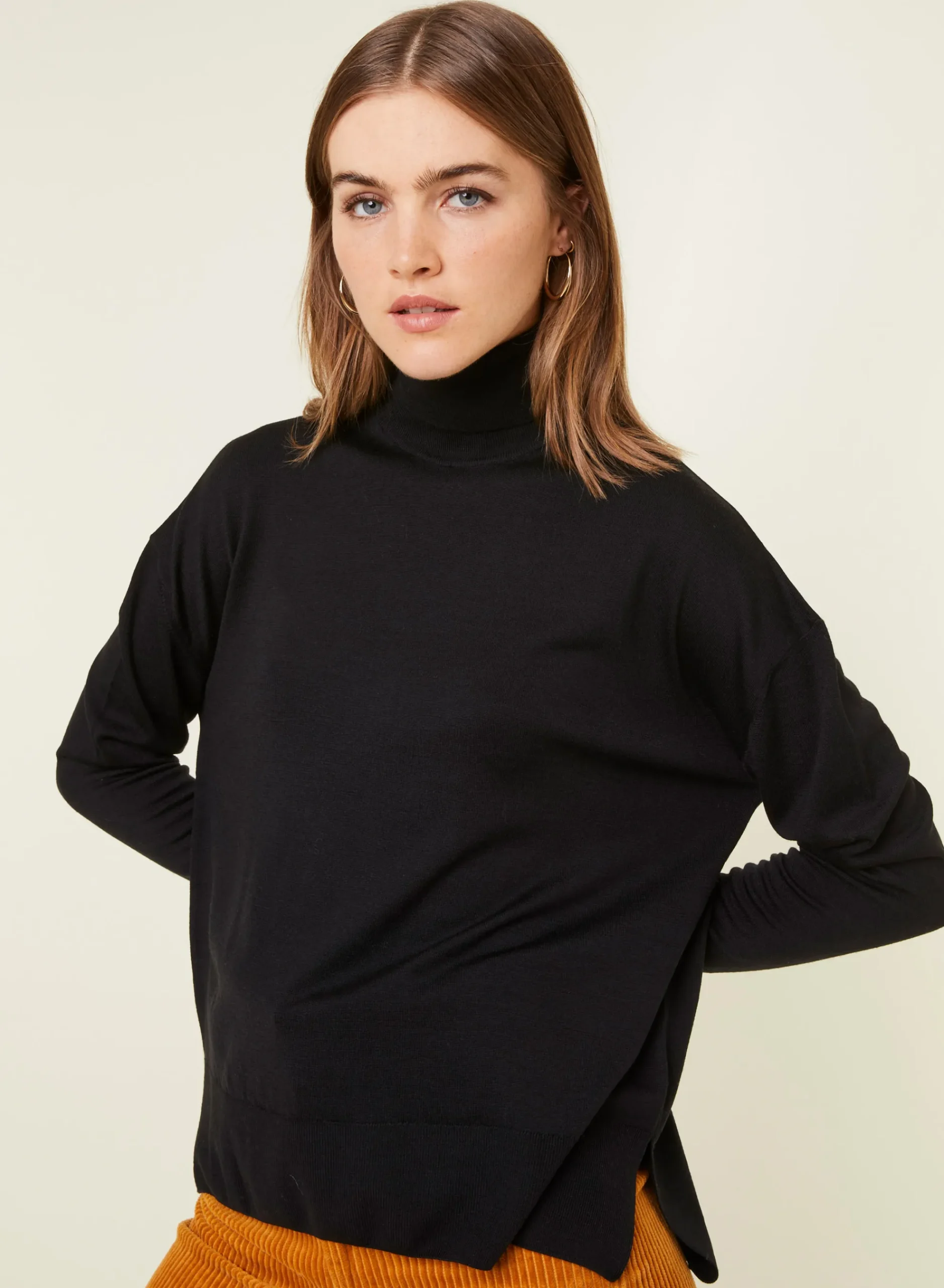 Maison Montagut Pull Col Roule A Fentes En Laine Merinos - Amy>Femme Pulls
