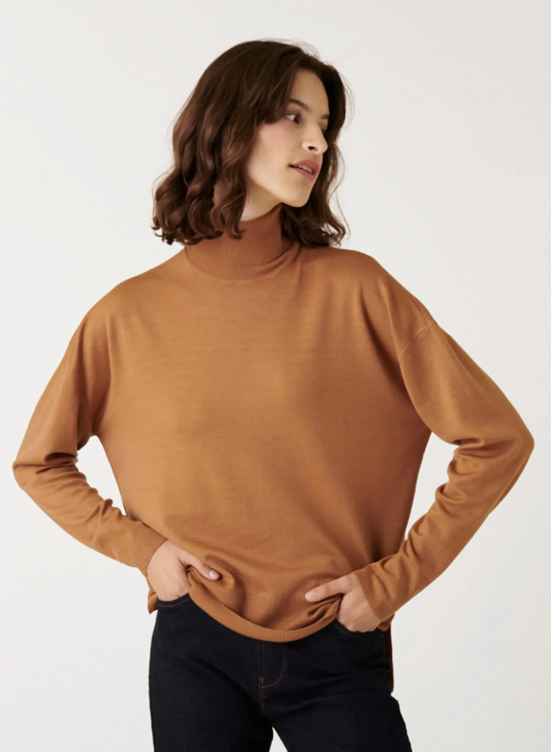 Maison Montagut Pull Col Roule A Fentes En Laine Merinos - Amy>Femme Pulls