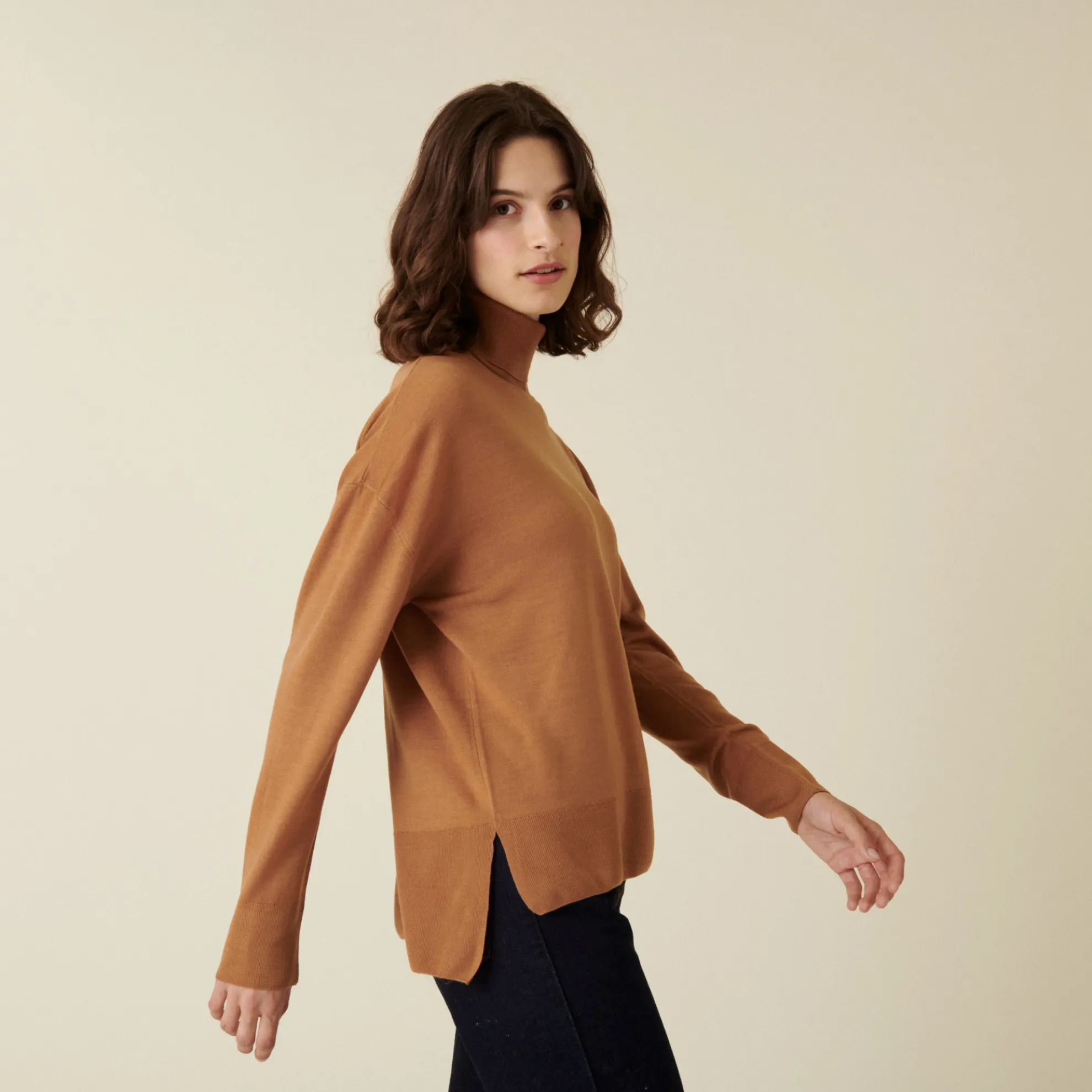 Maison Montagut Pull Col Roule A Fentes En Laine Merinos - Amy>Femme Pulls
