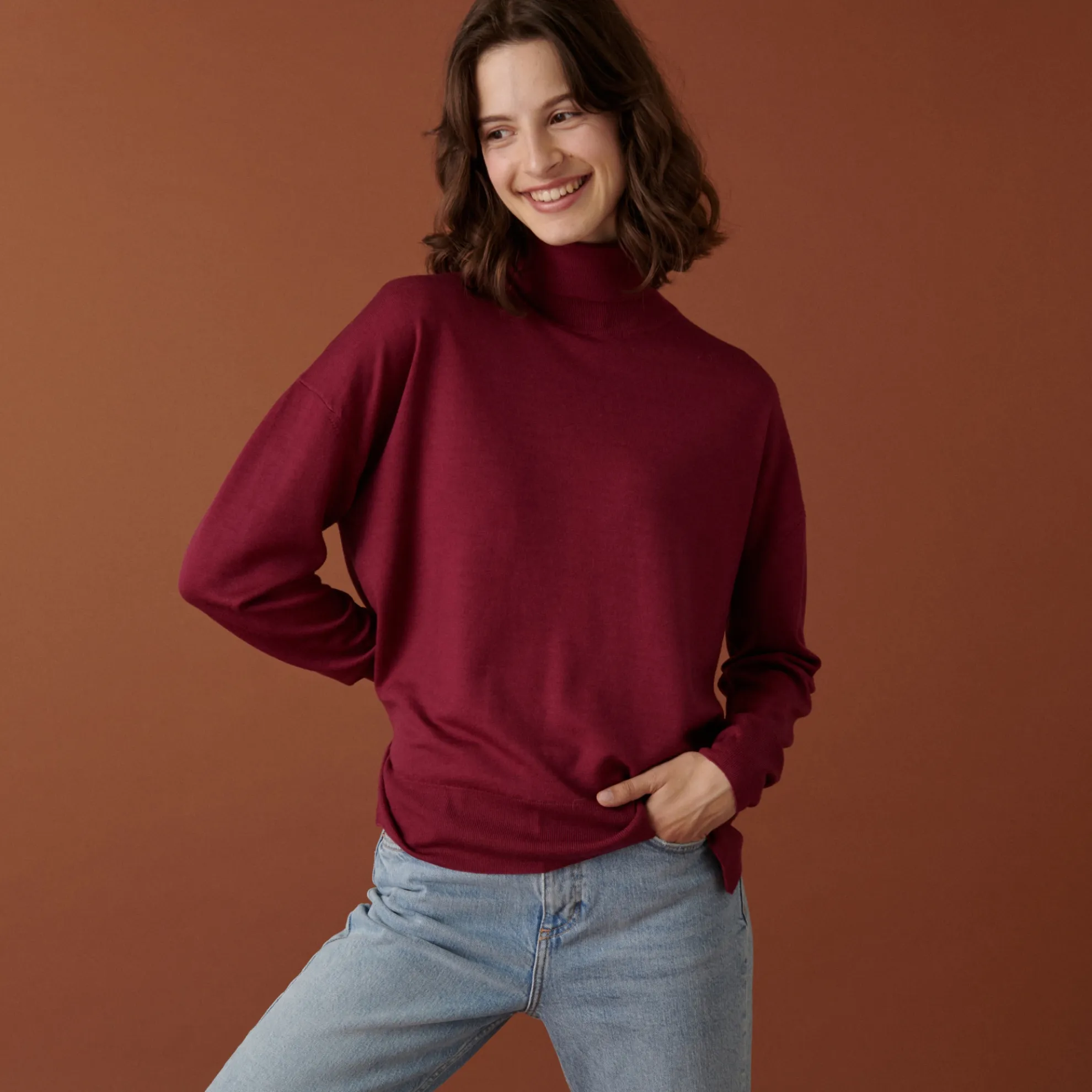 Maison Montagut Pull Col Roule A Fentes En Laine Merinos - Amy>Femme Pulls