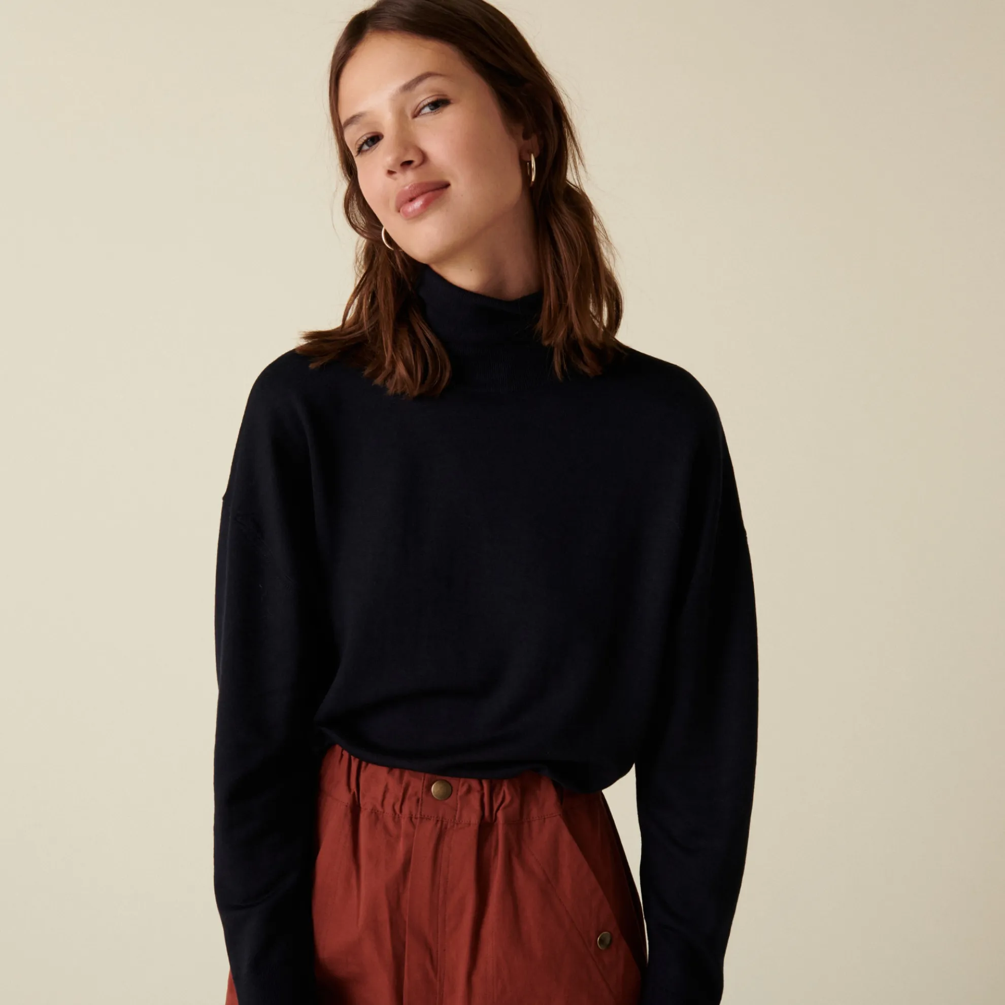 Maison Montagut Pull Col Roule A Fentes En Laine Merinos - Amy>Femme Pulls