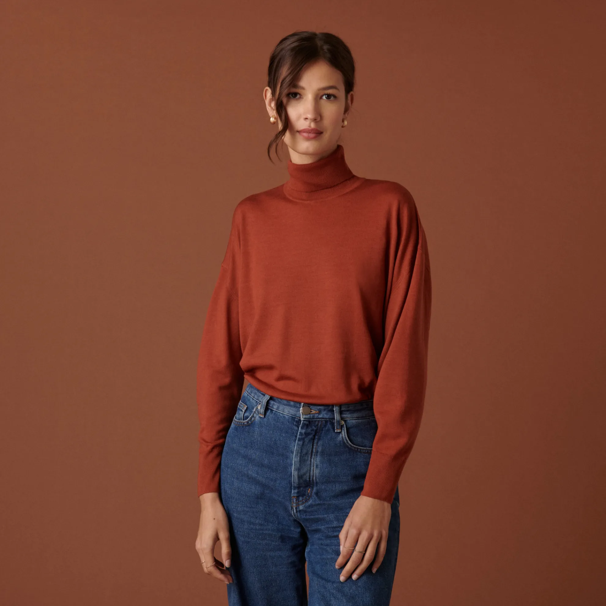 Maison Montagut Pull Col Roule A Fentes En Laine Merinos - Amy>Femme Pulls