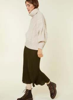 Maison Montagut Pull Col Roule Ample Torsade En Laine Cocon - Gaia><noscript><img width=