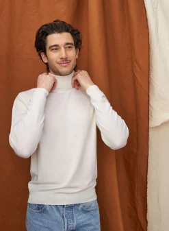 Maison Montagut Pull Col Roule Avec Logo En Laine Merinos - Enzo><noscript><img width=