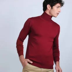 Maison Montagut Pull Col Roule En Laine Merinos - Berry><noscript><img width=