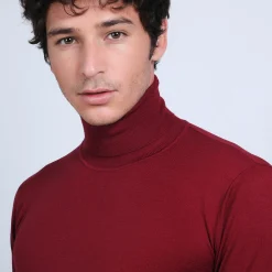 Maison Montagut Pull Col Roule En Laine Merinos - Berry><noscript><img width=