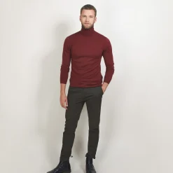 Maison Montagut Pull Col Roule En Laine Merinos - Berry><noscript><img width=