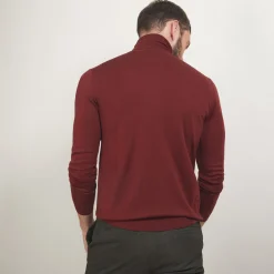 Maison Montagut Pull Col Roule En Laine Merinos - Berry><noscript><img width=