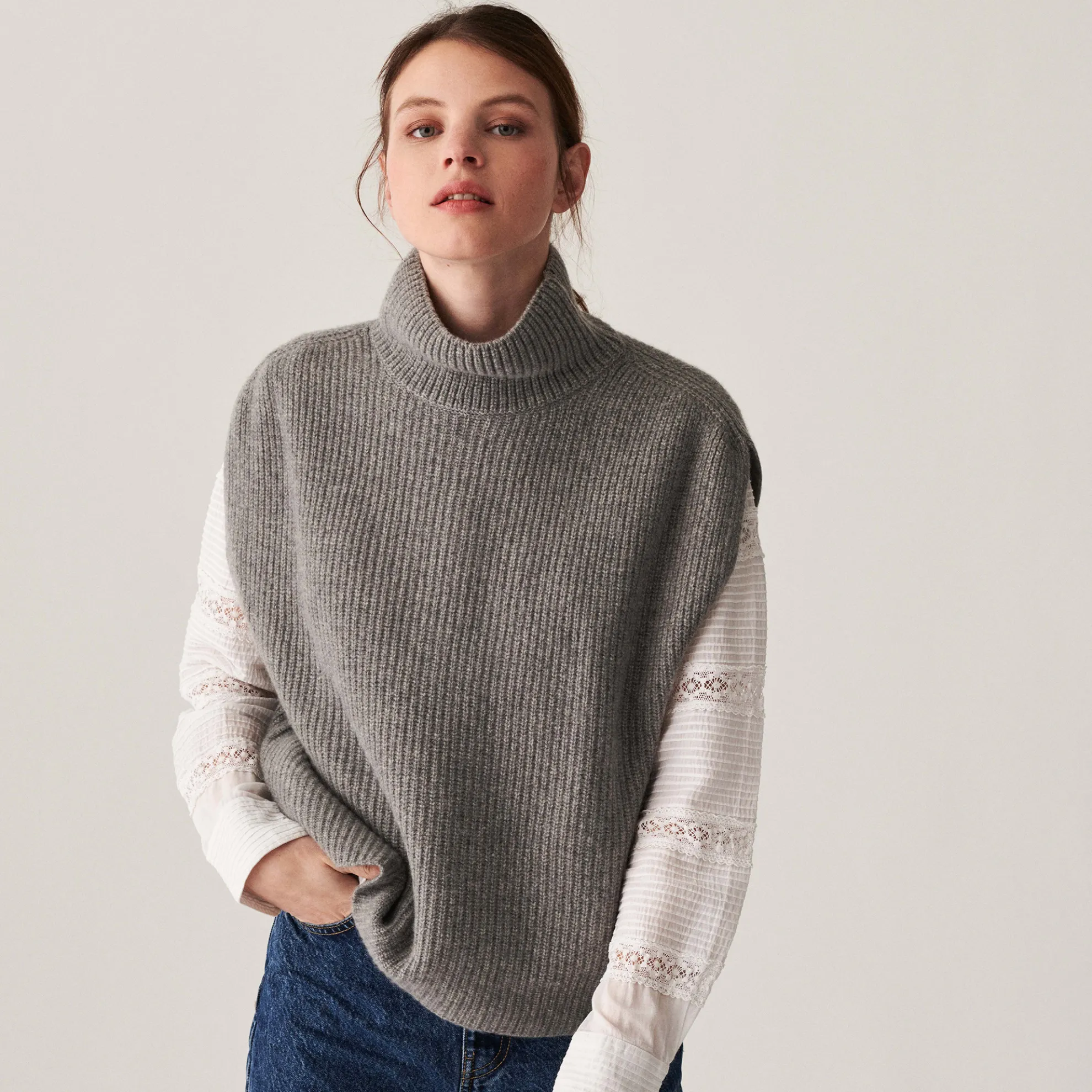 Maison Montagut Pull Col Roule Sans Manches En Cachemire Melange - Dalya>Femme Pulls