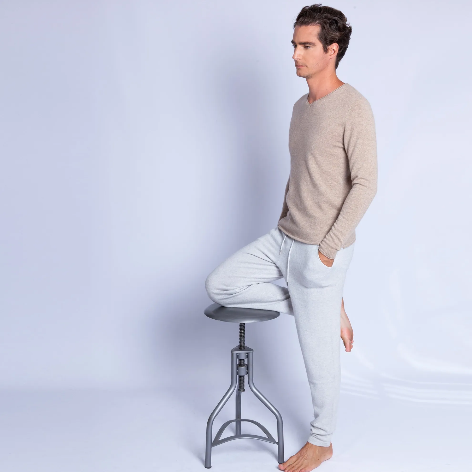 Maison Montagut Pull Col Tunisien En Cachemire - Olivier>Homme Pulls