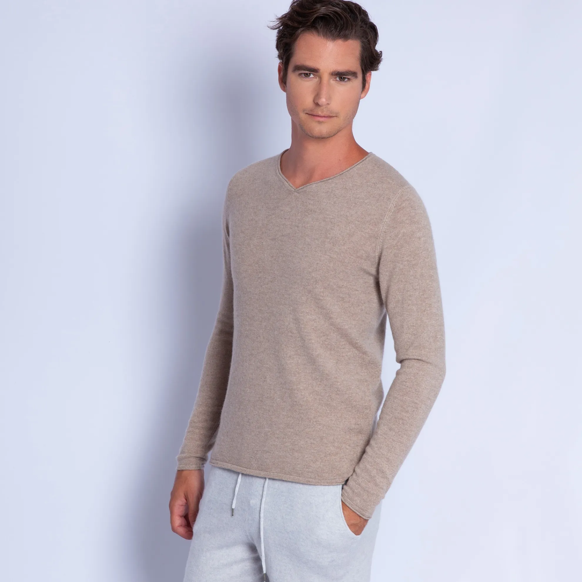 Maison Montagut Pull Col Tunisien En Cachemire - Olivier>Homme Pulls
