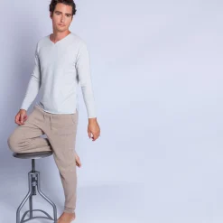 Maison Montagut Pull Col Tunisien En Cachemire - Olivier><noscript><img width=