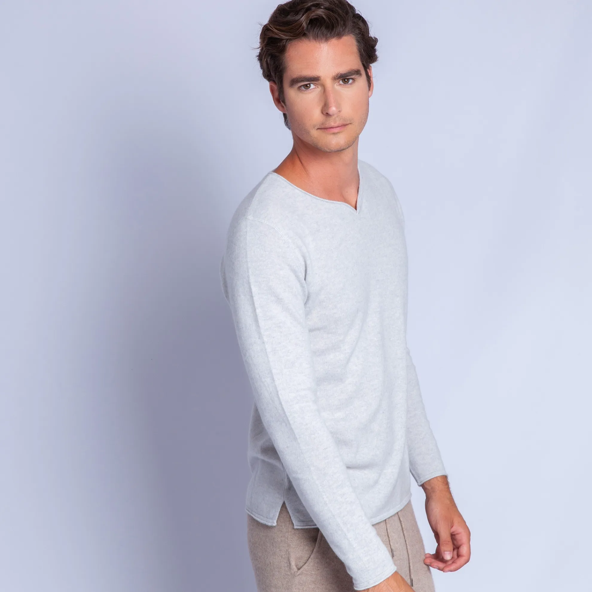 Maison Montagut Pull Col Tunisien En Cachemire - Olivier>Homme Pulls