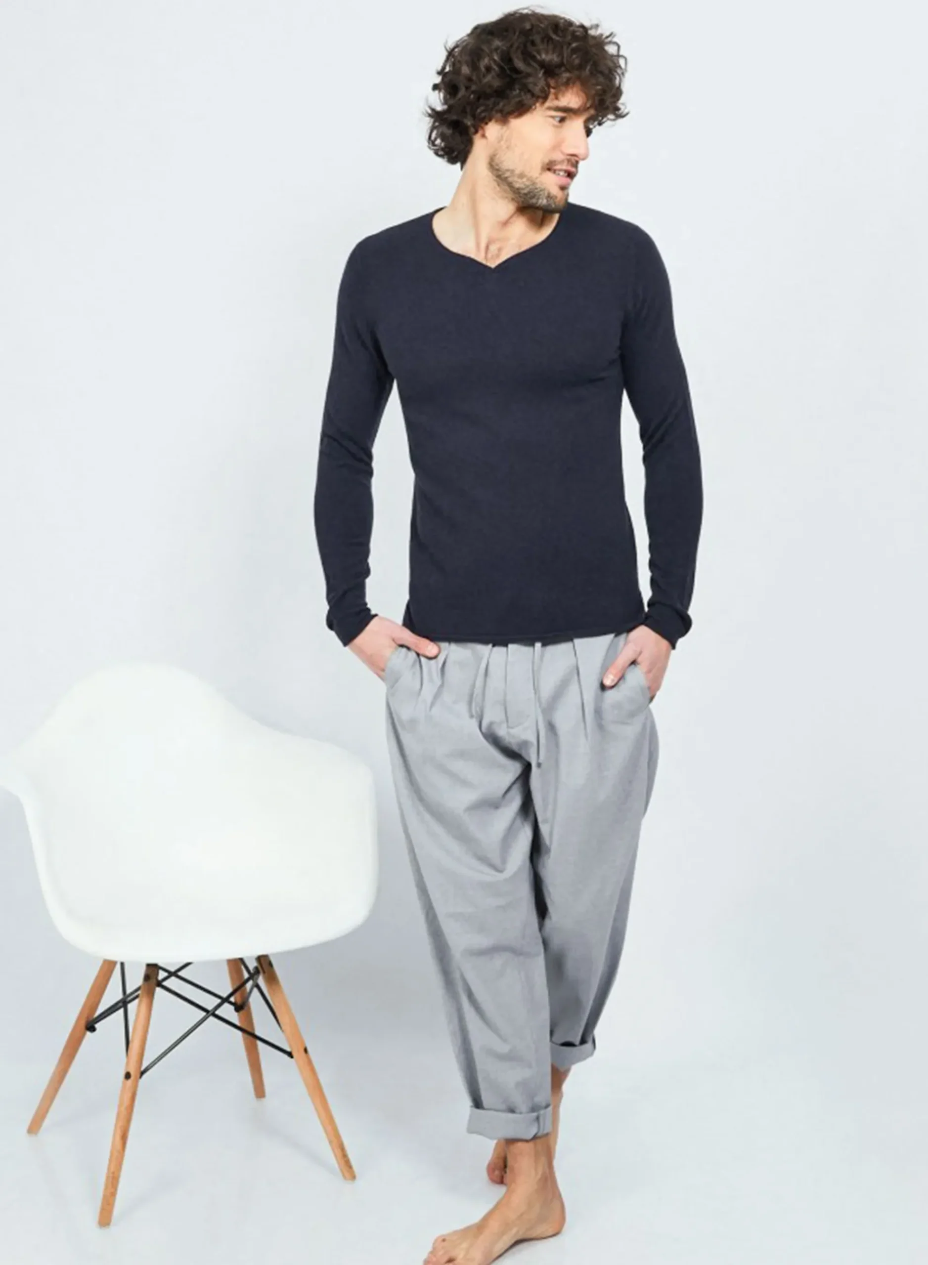 Maison Montagut Pull Col Tunisien En Cachemire - Olivier>Homme Pulls