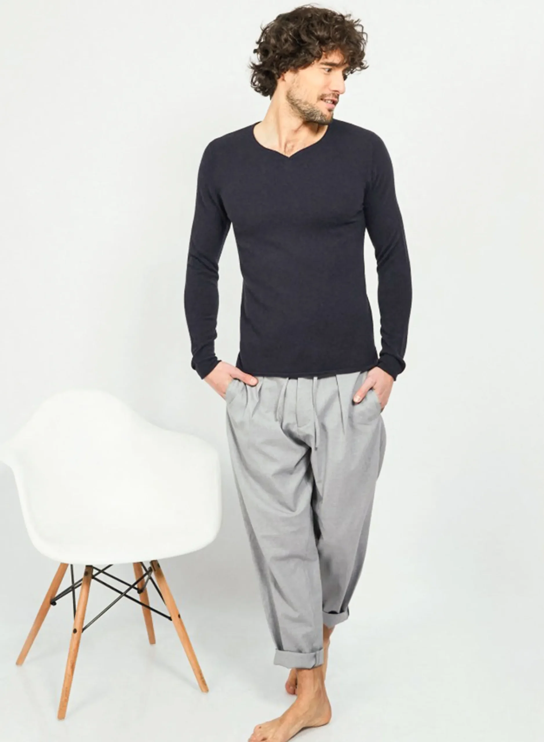 Maison Montagut Pull Col Tunisien En Cachemire - Olivier>Homme Pulls