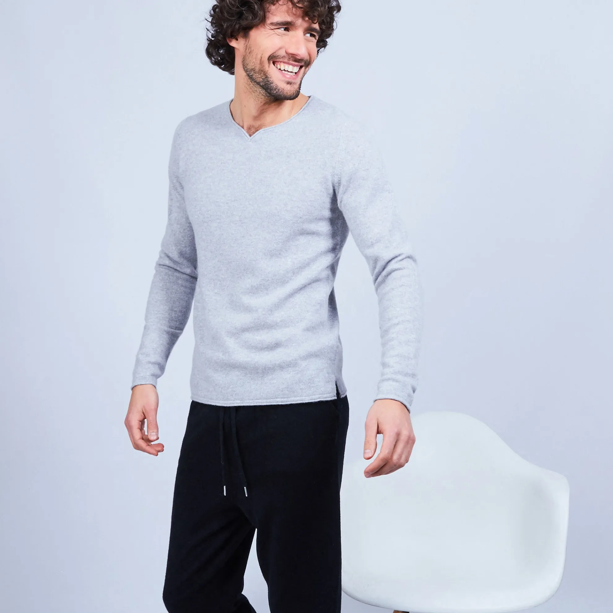 Maison Montagut Pull Col Tunisien En Cachemire - Olivier>Homme Pulls