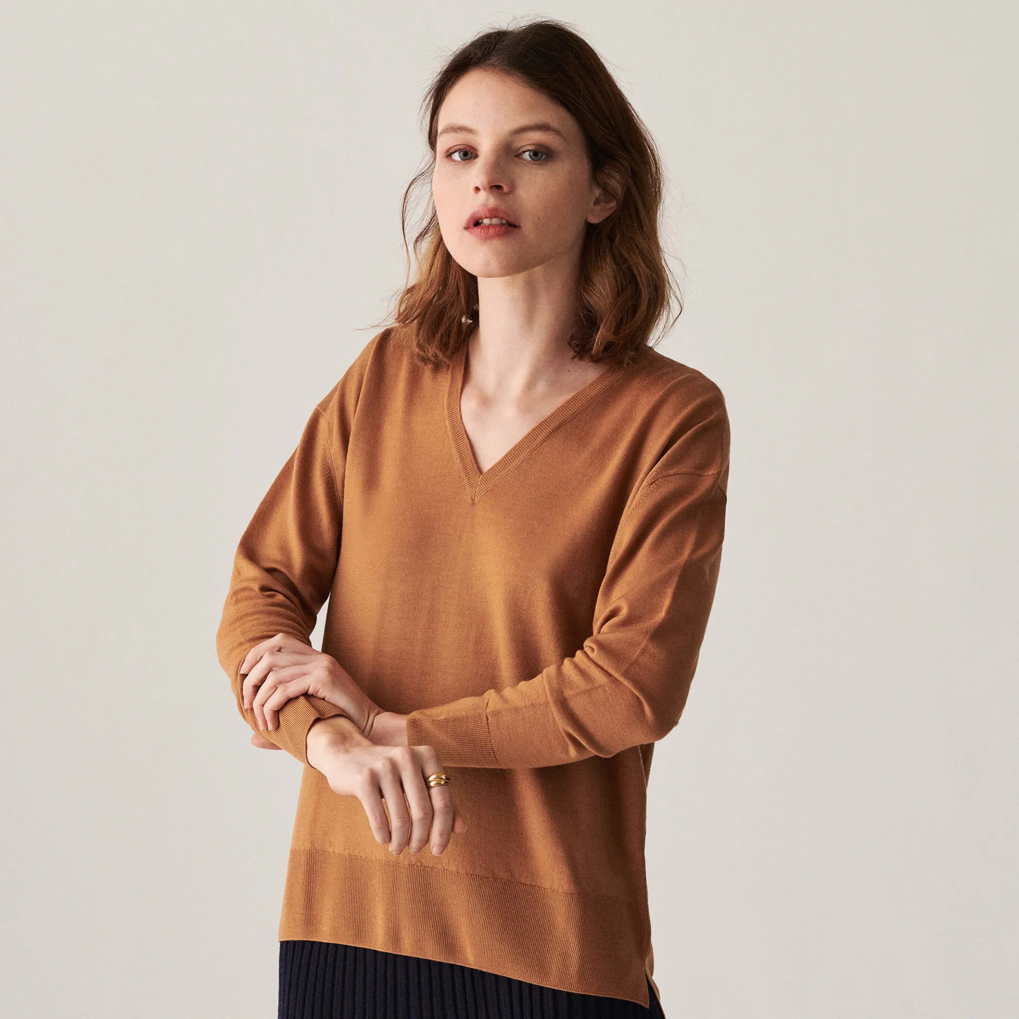 Maison Montagut Pull Col V A Fentes En Laine Merinos - Aurora>Femme Pulls