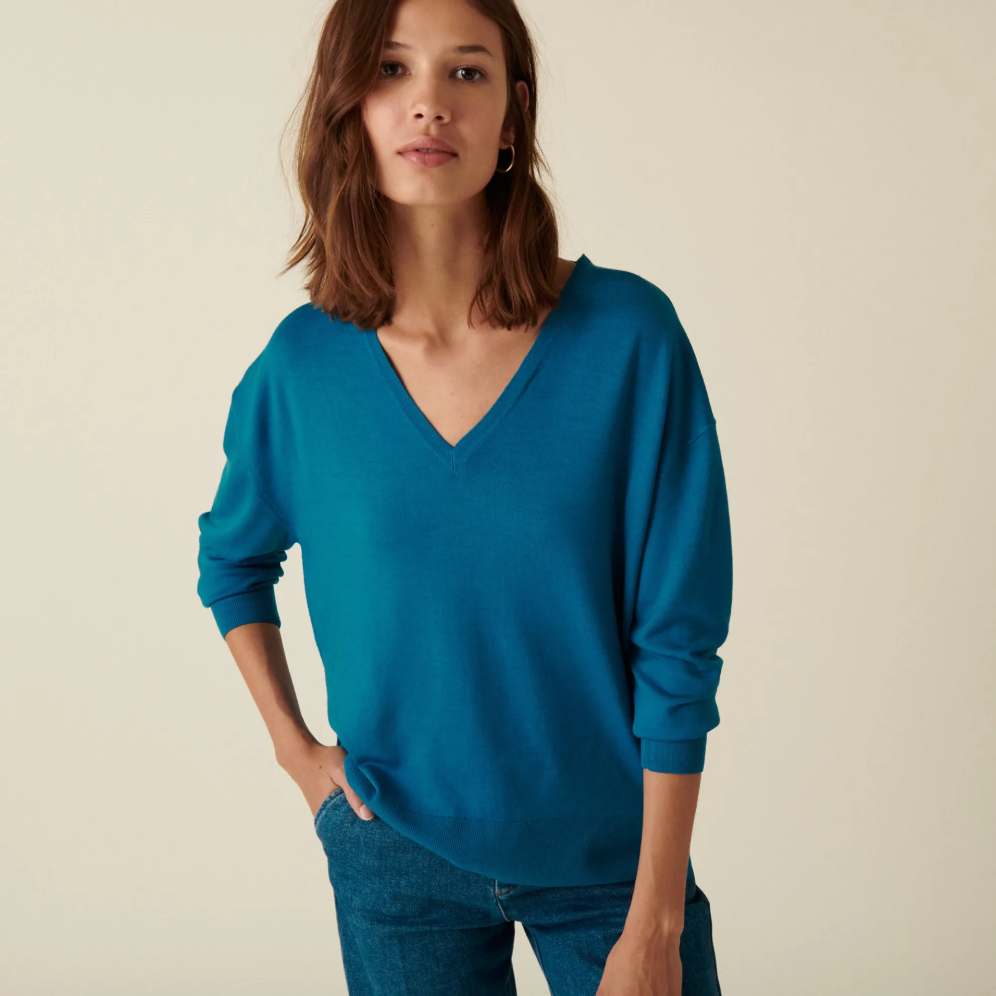 Maison Montagut Pull Col V A Fentes En Laine Merinos - Aurora>Femme Pulls