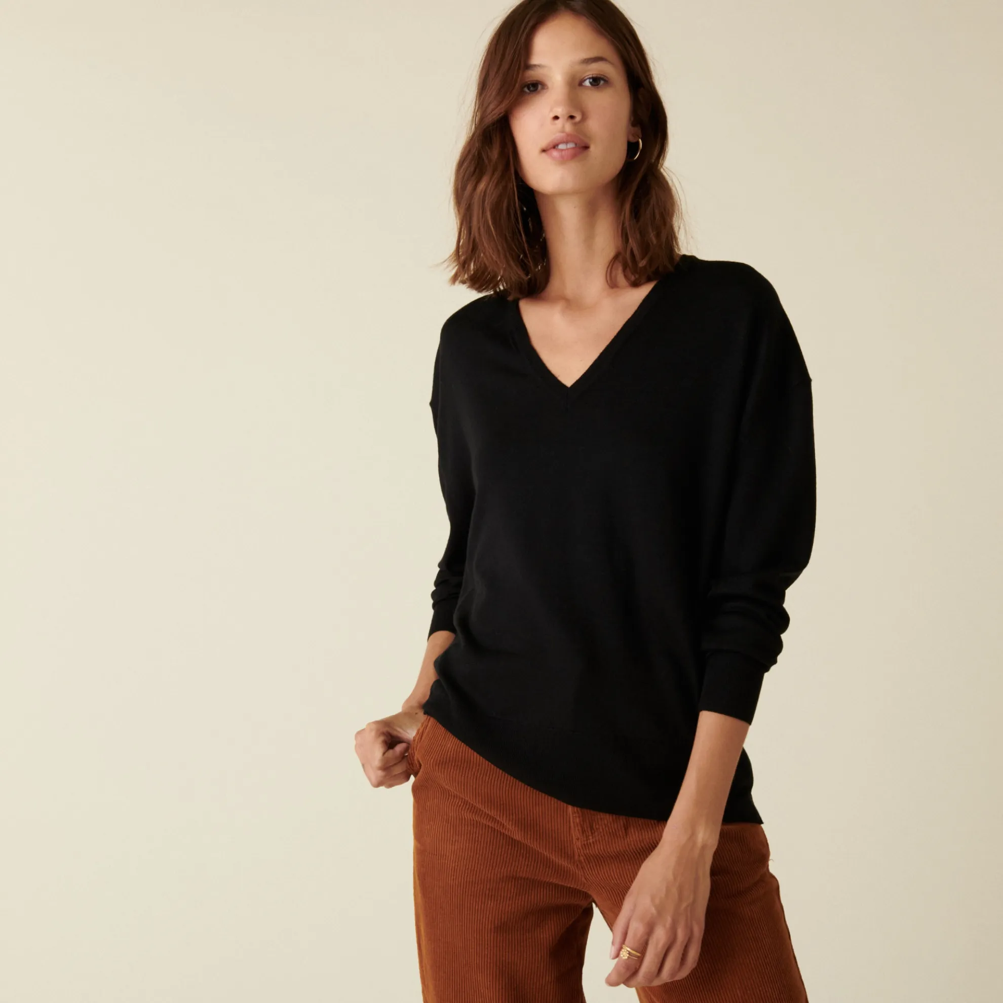 Maison Montagut Pull Col V A Fentes En Laine Merinos - Aurora>Femme Pulls