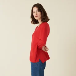 Maison Montagut Pull Col V A Fentes En Laine Merinos - Aurora><noscript><img width=