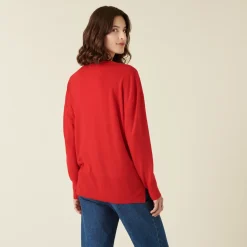 Maison Montagut Pull Col V A Fentes En Laine Merinos - Aurora><noscript><img width=